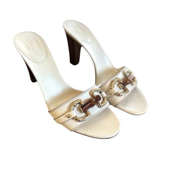 Y2K‎ 2000'S AUTHENTIC VTG. GUCCI HORSEBIT BAMBOO SLIDES HEELS SZ. 6-6.5 - Picture 2 of 6